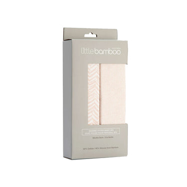 Set of 2 Little Bamboo Jersey Fitted Sheet Bassinet Size Herringbone Dusty Pink